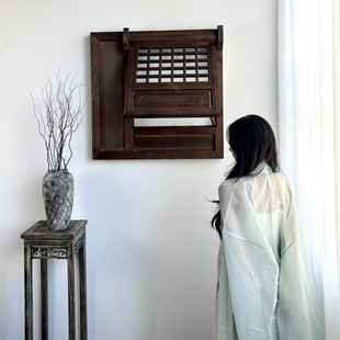 宋氏美学支摘上翻窗东阳木雕镂空实木定制中式仿古侘寂风木窗装饰