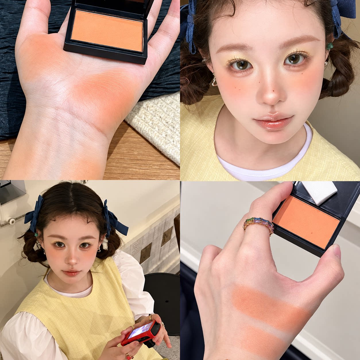 橘色系腮红小猴子同款腮黄日杂日落橘奶杏色清新柠檬黄彩色泰姬陵