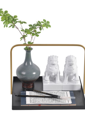 新中式托盘茶具套装样板间售楼处隔断层客厅餐厅茶室装饰品摆件