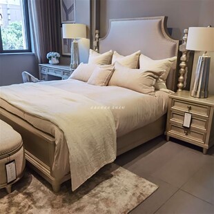 美式 现代轻奢橡木实木双人床定制 art家具莫里印象实木双人床