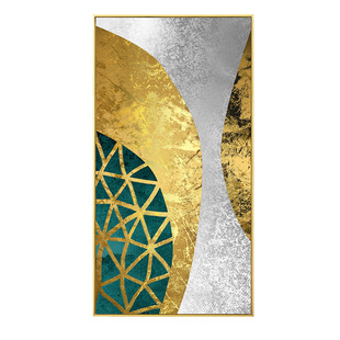 欧式玄关竖版装饰画油画客厅壁画大气抽象简约现代单幅长画竖挂画