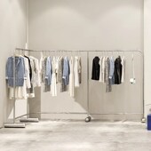 店中岛货架展示架陈列道具承重轻奢 挂衣架女装 服装 店不锈钢落地式