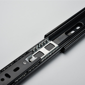 抽屉轨道橱柜导轨条阻尼缓冲黑色滑道滚珠不锈钢三节静音五金滑轨