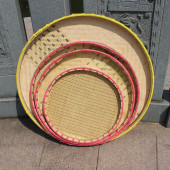 竹制品手工簸箕竹编农家有孔竹筛子晾晒无孔圆簸箕竹筲箕竹匾装 饰