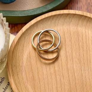 2024新款三环三圈三色食指指环小众钛钢设计感戒指女轻奢高级感