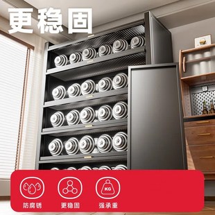 厨房置物架落地多层收纳柜子微波炉家用带门多功能橱柜防尘储物柜