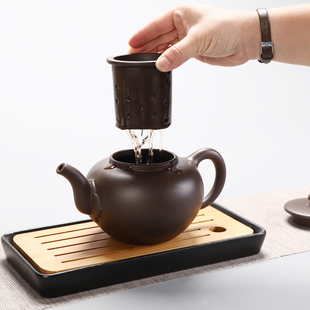 宜兴紫砂壶大容量带过滤内胆长嘴壶功夫茶具泡茶茶壶大号酒店家用