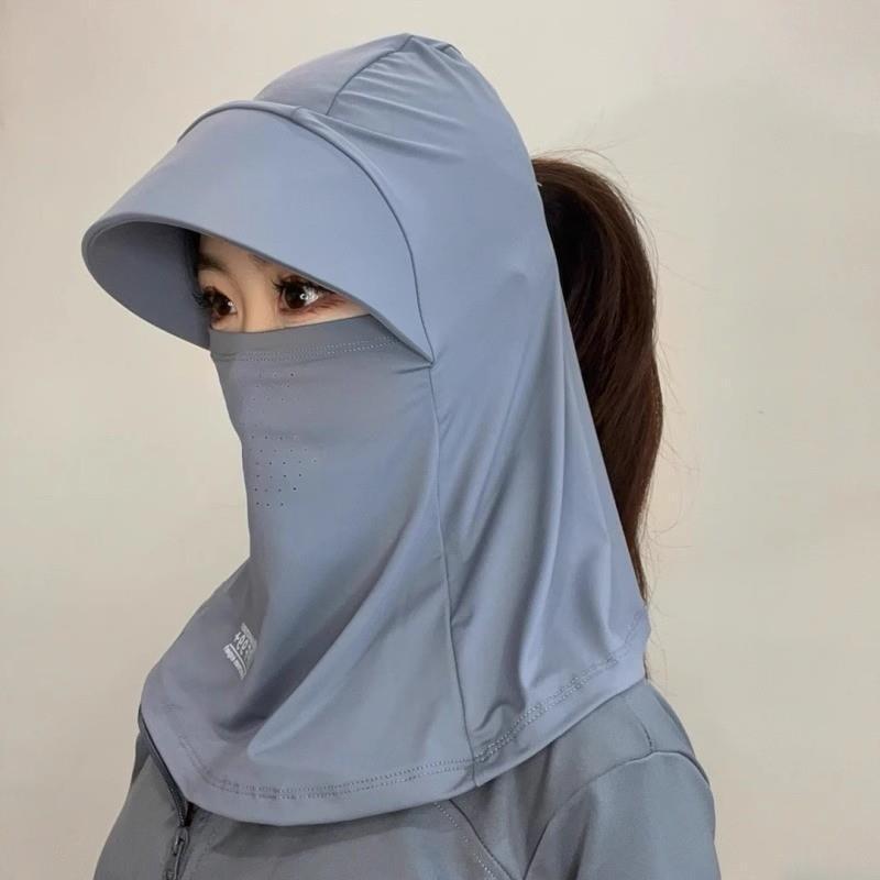 全脸遮阳帽子女夏季防晒帽防紫外线户外骑行护颈面罩太阳帽冰凉感