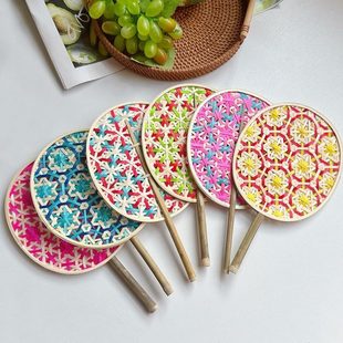 中式 扇扇家用扇子手工芭蕉扇夏季 凉彩色竹编腰古风竹编团扇扇蒲扇