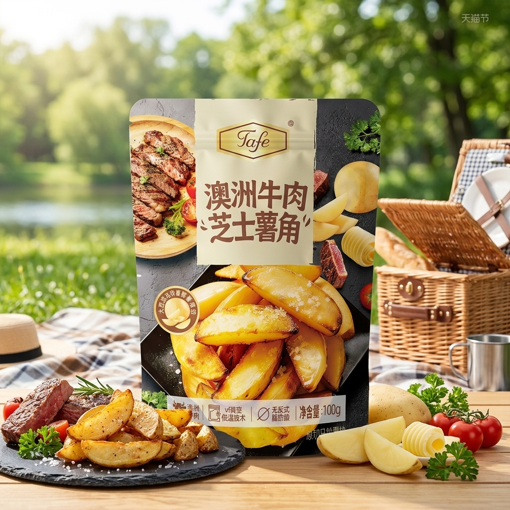 Tafe澳洲牛肉芝士薯角原切薯角薯片休闲零食膨化食品100g下午茶
