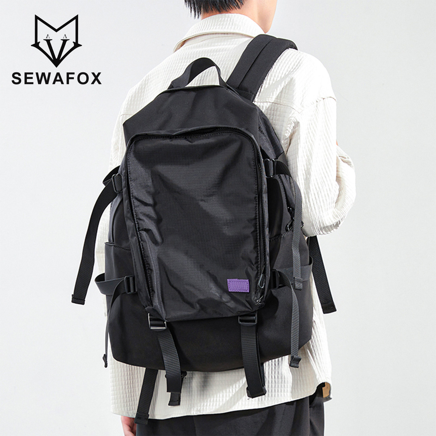 旅行背包男款机能户外登山包女轻便休闲书包男士大学生电脑双肩包