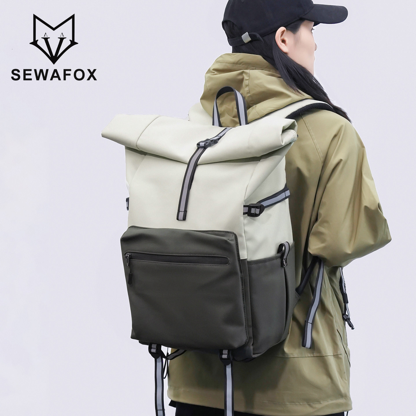 SEWAFOX/塞瓦狐大容量旅行背包男士户外防水轻便通勤电脑背包男款