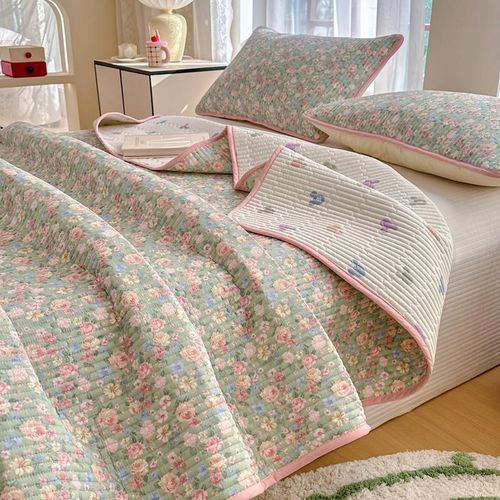 A类纯棉床盖单件2025新款四季通用全棉榻榻米碎花床单单人三件套