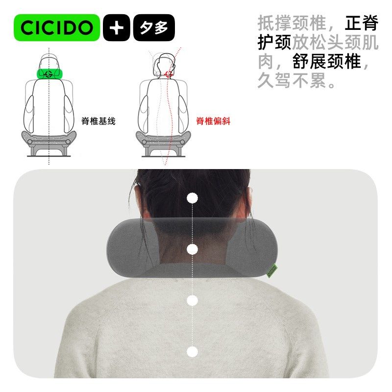 CICIDO夕多【颈枕】汽车用头枕座椅枕头开 车护腰椎套装车载