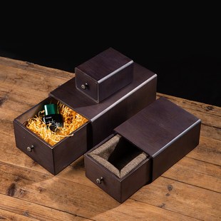 胡桃木色竹盒包装生日礼物盒空盒子核桃文玩礼品盒珠宝玉器首饰盒