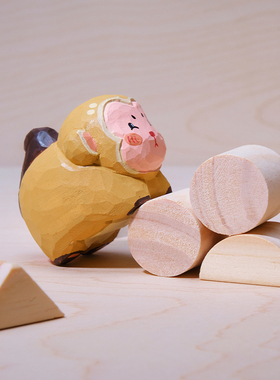 木刻自习室十二生肖手工木雕摆件 新年桌面车载饰品情侣生日礼物