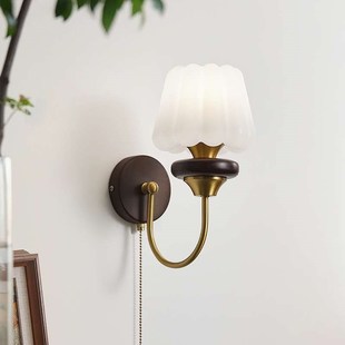 法式壁灯中古床头客厅复古卧室床头灯美式过道实木走廊背景墙灯具