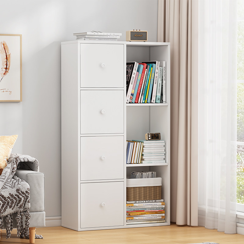 简易书架落地书柜置物架学生宿舍家用书桌旁收纳大容量窄小组合柜