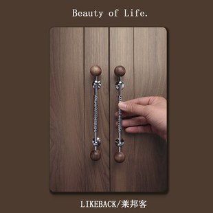 复古把手胡桃木中古风衣柜门拉手法式柜子橱柜抽屉黄铜银色高级感