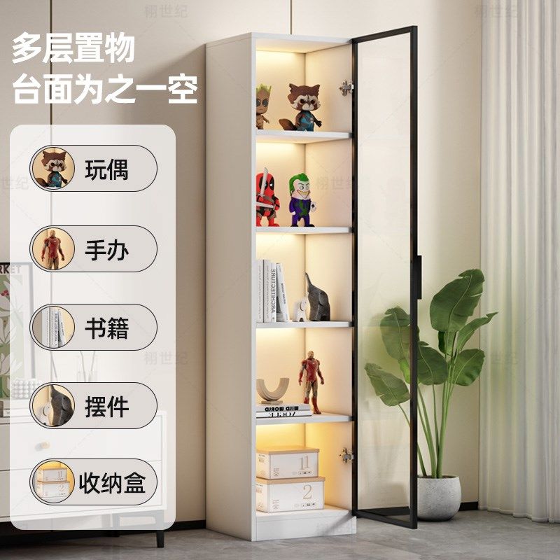 奶油风实木书柜带玻璃门书架落地置物架客厅家用储物柜定制展示柜,住宅家具,书架,淘宝优惠券,粉丝福利购,淘宝优惠卷