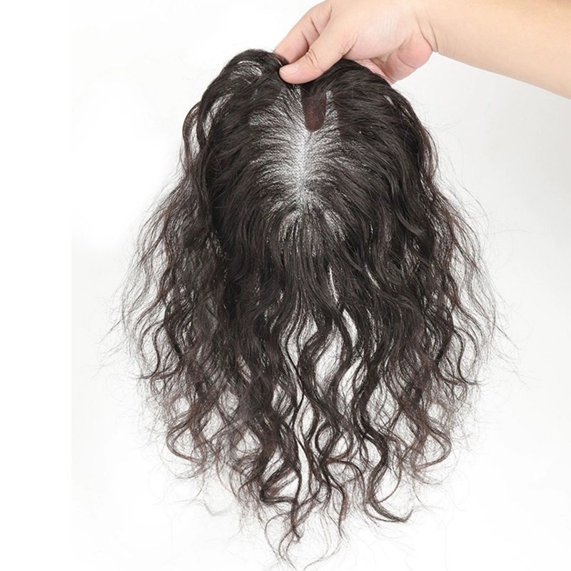 头顶补发片真发假发片遮盖白发头顶遮盖片刘海头顶蓬松头顶卷发片