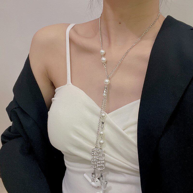 蓝牙无线耳机防丢链女挂脖式网红珍珠字母项链高级感口罩链眼镜链