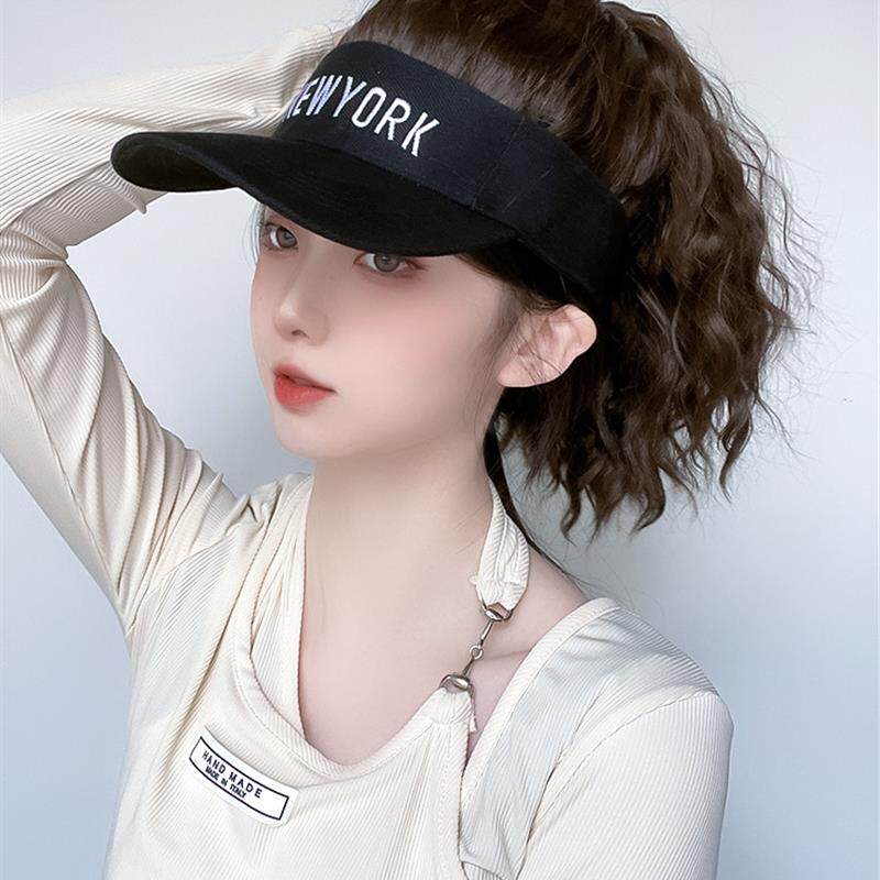 帽子假发女连体网红新时尚自然模彷全真发太阳帽减龄高马尾全头饰