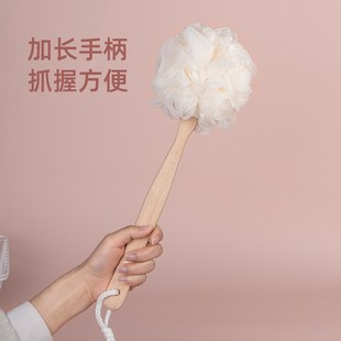 云蕾沐浴球超柔软大号洗澡不散浴花纯色长木柄搓澡起泡洗澡巾男女