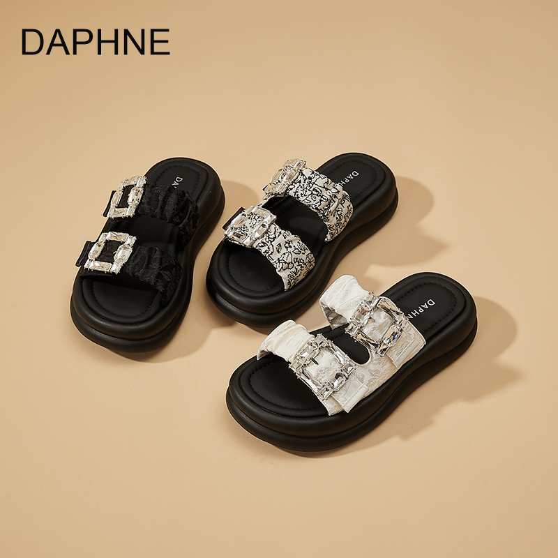Daphne中跟轻盈增高圆头厚底凉鞋