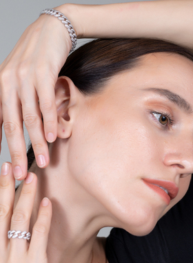 ARSIS明星同款设计师时尚饰品经典百搭古巴链条手链镶钻情侣