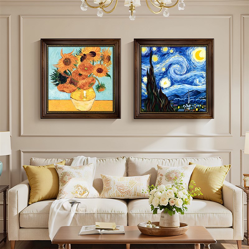 梵高名画星空十字绣2025新风格客厅和卧室手工刺绣向日葵杏花简单