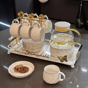 客厅待客茶具杯具茶杯喝水杯子带把手 启派高级感轻奢水杯家用套装