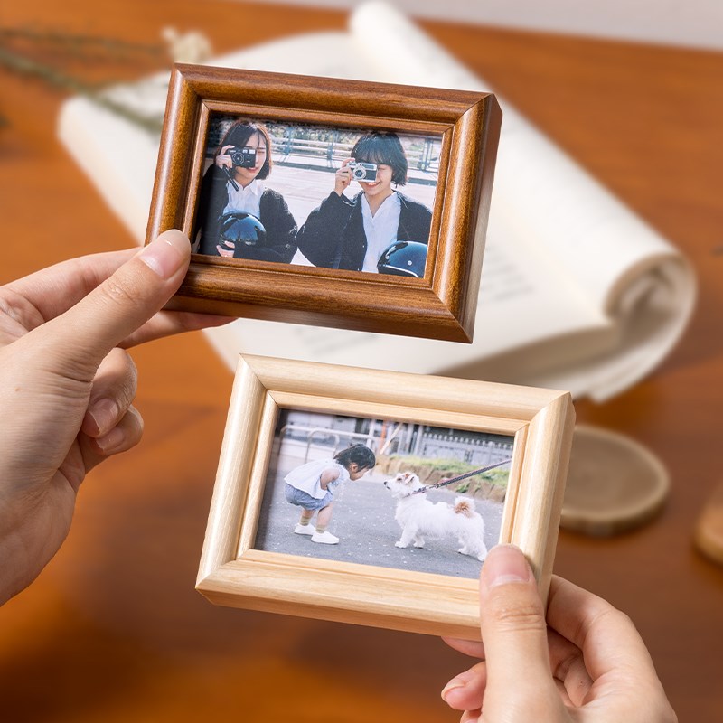迷你实木小相框三寸3寸寸寸相框照片diy拍立得摆台5寸木质摆件