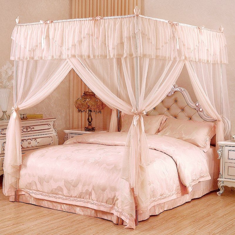 康亨落地式蚊帐三门米人床方顶帐子支架蕾丝宫廷.m