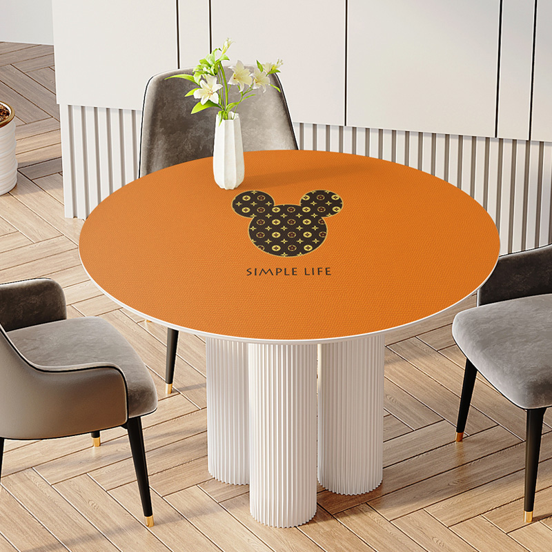 防水防油免洗餐桌布圆形家用pvc防烫茶几台布 现代皮革圆桌垫