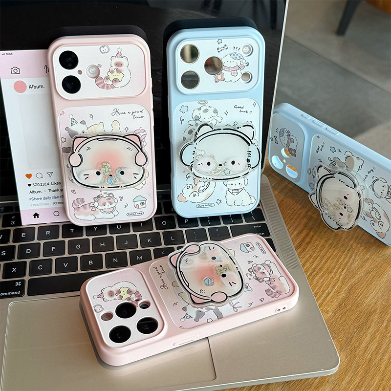 情侣耳机猫咪小狗支架适用苹果17pro手机壳iPhone16max小米17华为mate80pura90K90note15荣耀600X200一加ace6