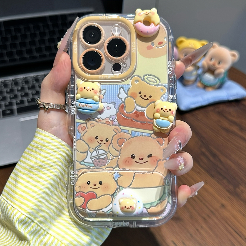黄油小熊支架新款适用苹果16promax手机壳iPhone15pro小米14华为mate70pura80k60荣耀100nova12opporeno13s19