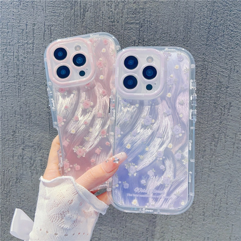 粉紫晕染渐变ins花朵新款适用苹果16pro手机壳iphone15max华为mate70小米14k60p50荣耀x200nova13opporeno12