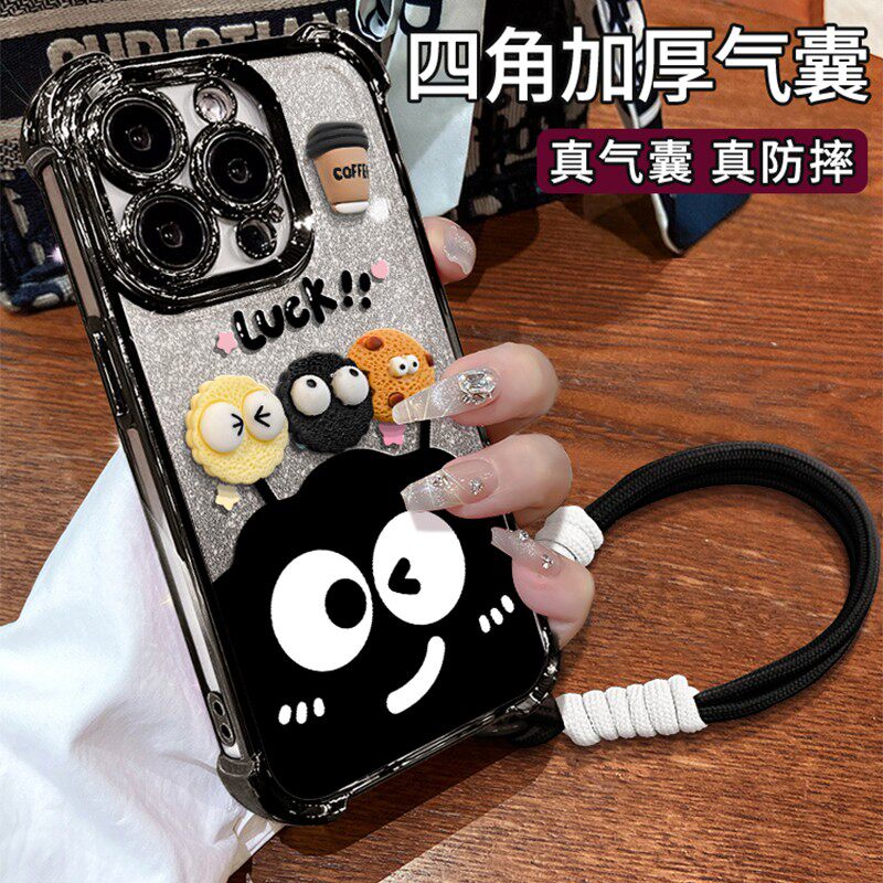 可爱黑煤球公仔新款适用苹果17Pro手机壳iPhone16max14小米17华为mate80pura70k90nova15荣耀500x300一加ace5