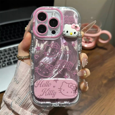 粉底晕染kitty猫新适用苹果16pro手机壳iPhone14max小米15华为mate70pura80k60荣耀200x100nova13oppoFindX8