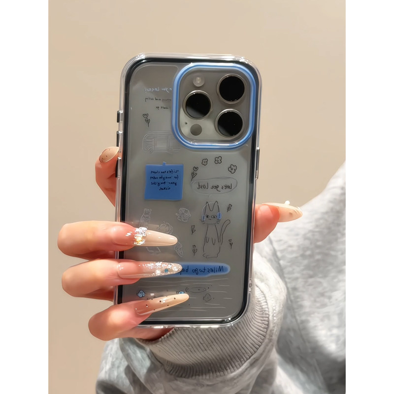 线条小猫新款适用苹果17Pro手机壳iPhone16max小米17华为mate80pura90K90note14荣耀500x300magic8iqoo15s50