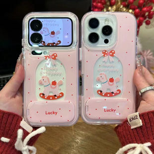 马年粉波点蝴蝶结木马小马适用苹果17Pro手机壳iPhone16max小米15华为mate80pura70k90opporeno14荣耀500x300