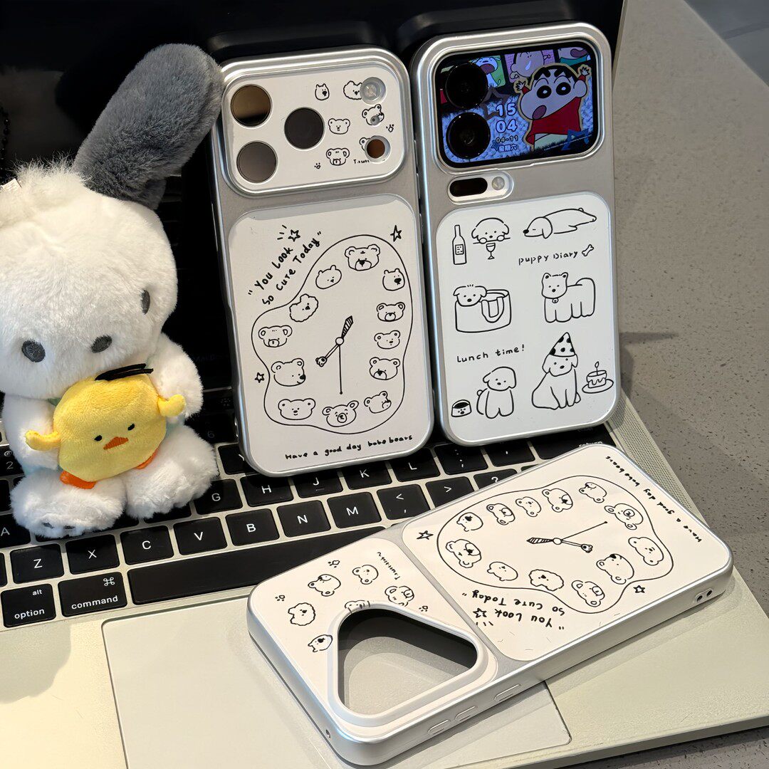 卡通线条小熊时钟新款适用苹果17Pro手机壳iPhone16max13小米17华为mate80pura80k90nova15note14荣耀500x200