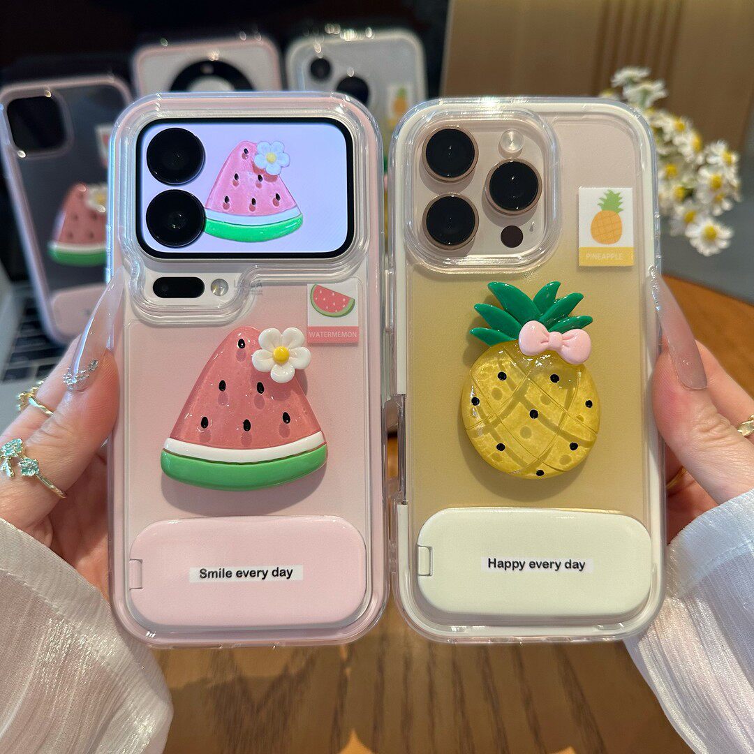 情侣菠萝西瓜支架适用苹果17Promax手机壳iPhone16pro14小米17华为mate80pura80k90nova15荣耀500x300findx9