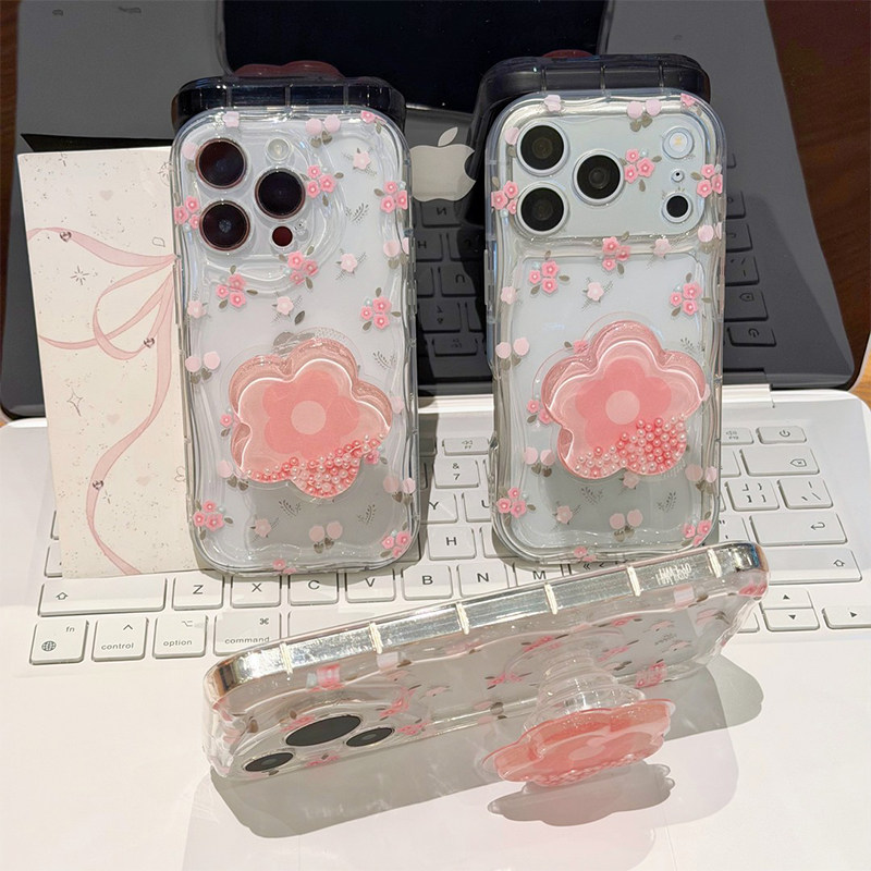 粉碎花流沙支架新款适用苹果17Pro手机壳iPhone16max小米15华为mate80pura70k90Reno14荣耀500vivox300findx9