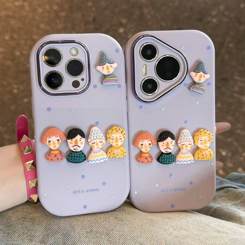 英文星星卡通公仔新款适用苹果17Pro手机壳iPhone16max小米15华为mate80pura70k60note14荣耀300x100一加ace5
