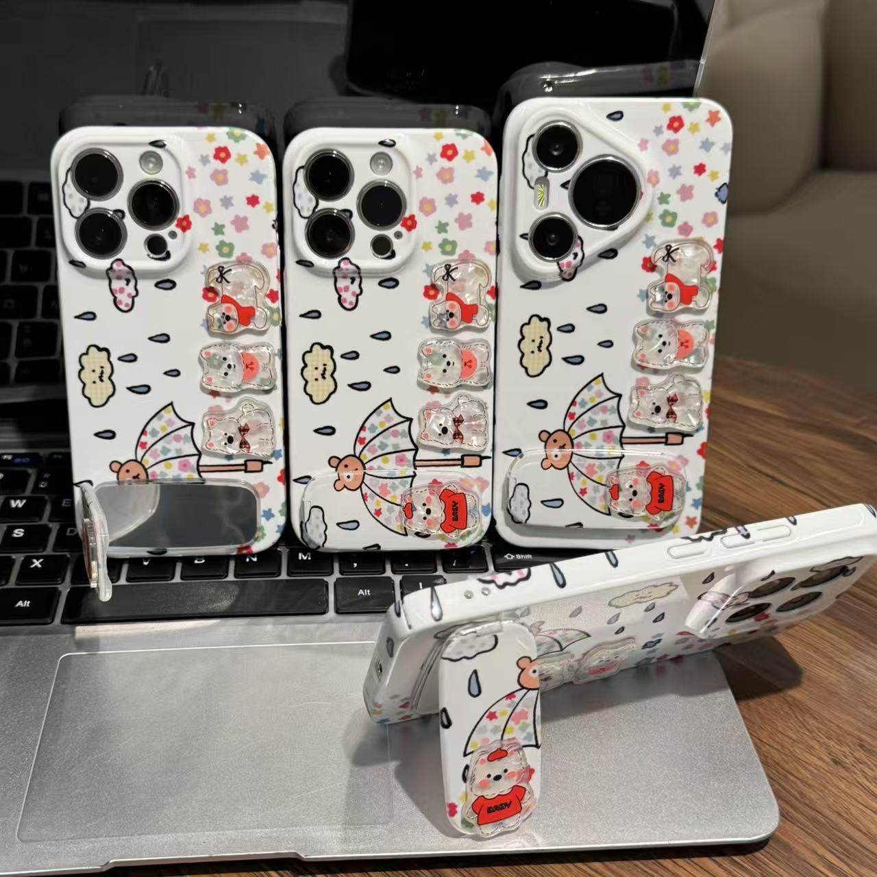 雨伞小熊公仔支架新款适用苹果17Pro手机壳iPhone16max13小米15华为mate70pura80k60reno14荣耀x200magic7s30