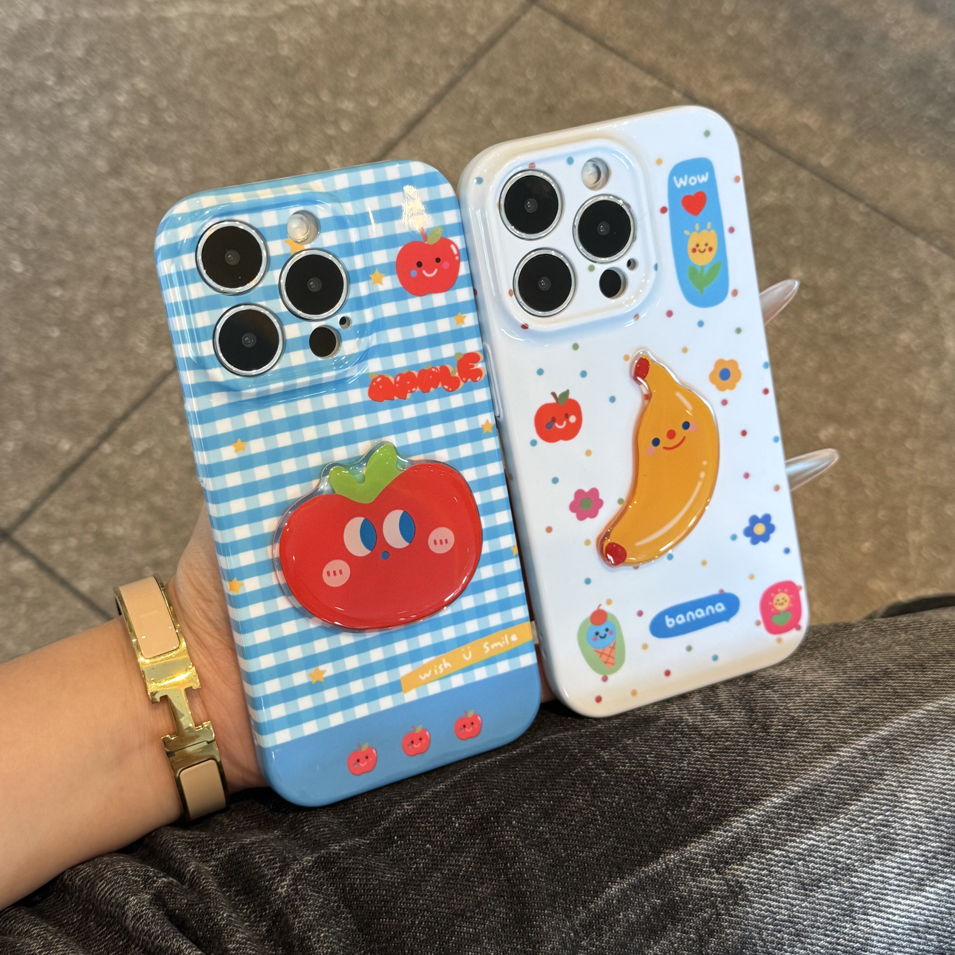 立体苹果香蕉贴件新款新款适用苹果16pro手机壳iPhone14max小米15华为mate70pura80k60荣耀x200nova12iqoo13
