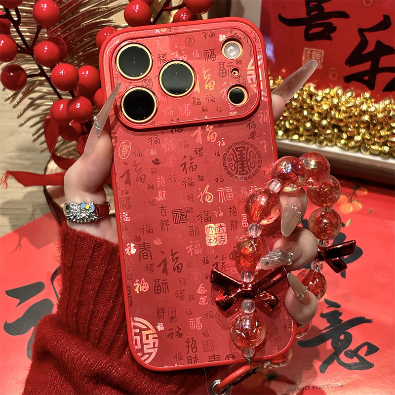 新年红色国风百福图适用苹果17Pro手机壳iPhone16max小米15华为mate80pura70k90note14荣耀500vivox200magic8