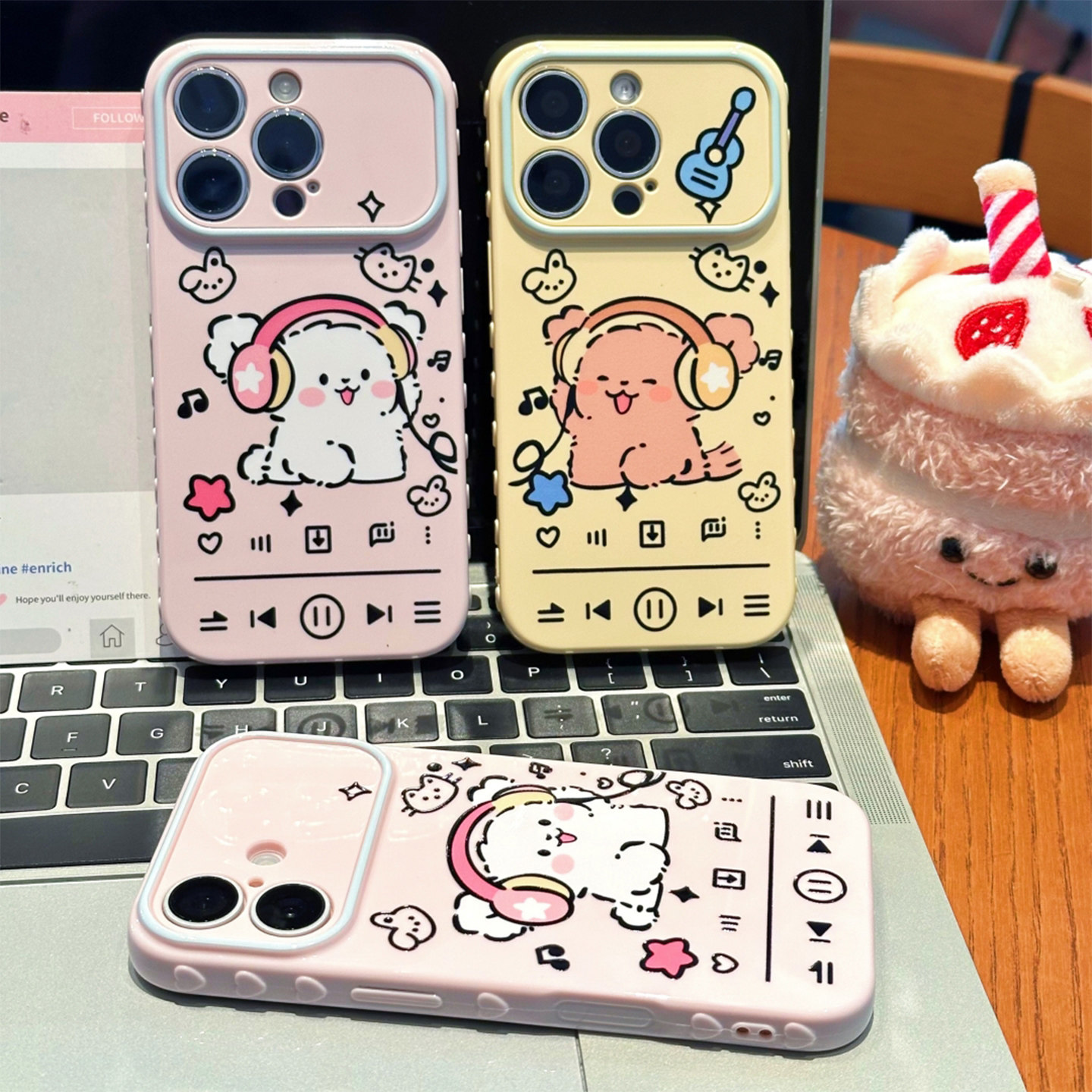 情侣音乐线条小狗新款适用苹果18pro手机壳iPhone17max小米15华为mate80pura70K90reno16note14荣耀500x200